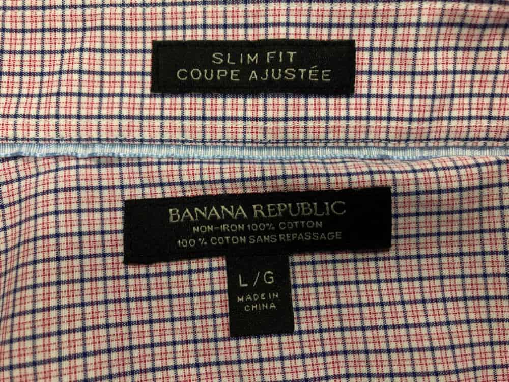 Banana Republic slim fit men's dress shirt label Banana Republic slim fit men's dress shirt label