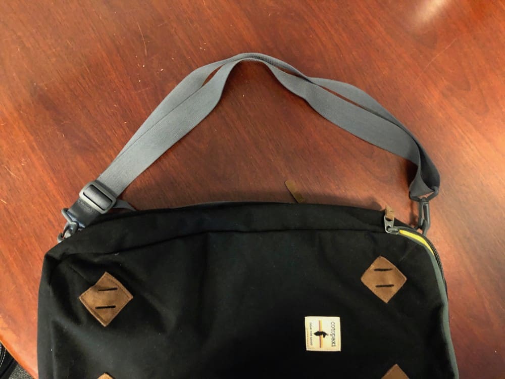 Shoulder strap turns Cotopaxi Nazca backpack into a shoulder bag