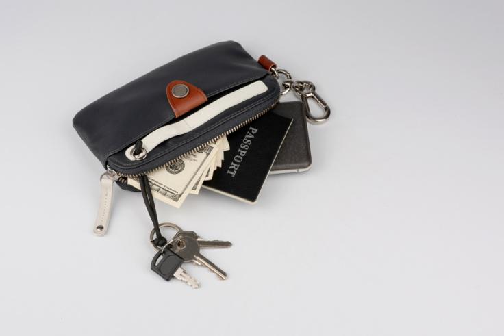 Black and red wallet with key holder