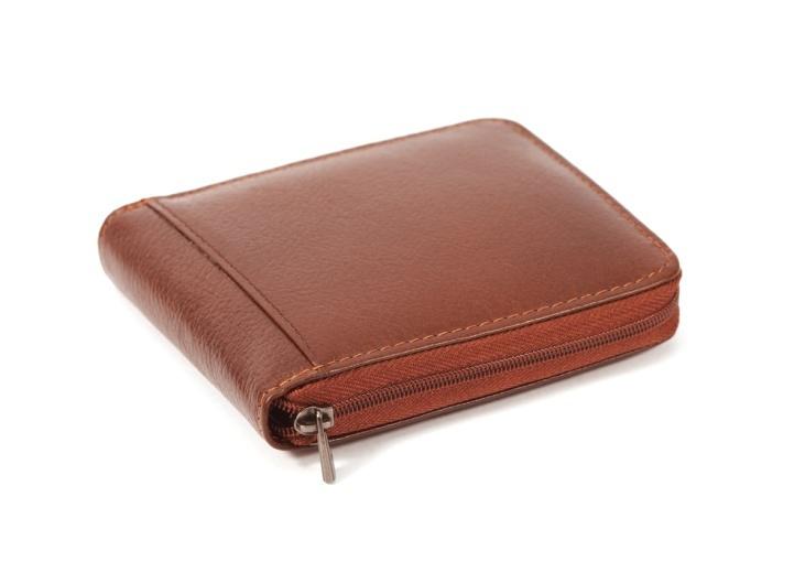 Brown zippered wallet