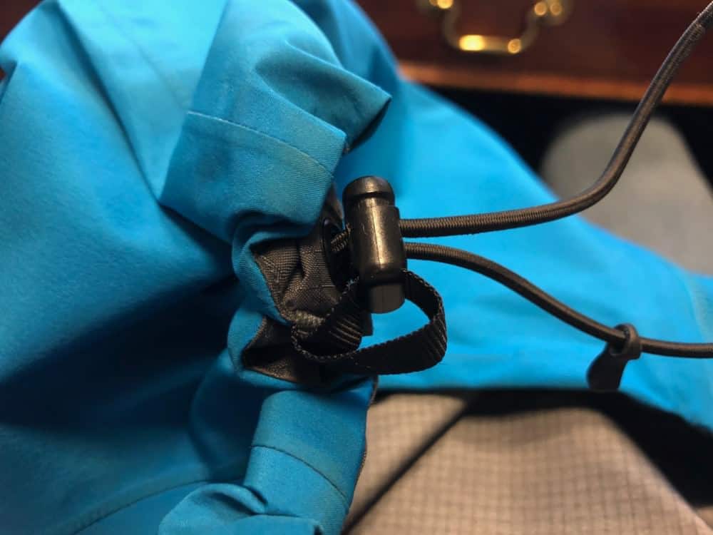 Close up of the body adjustment mechanism for Arc'Teryx Beta LT jacket