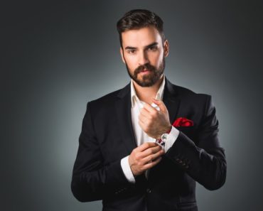 Male model wearing elegant clothes for a photo shoot