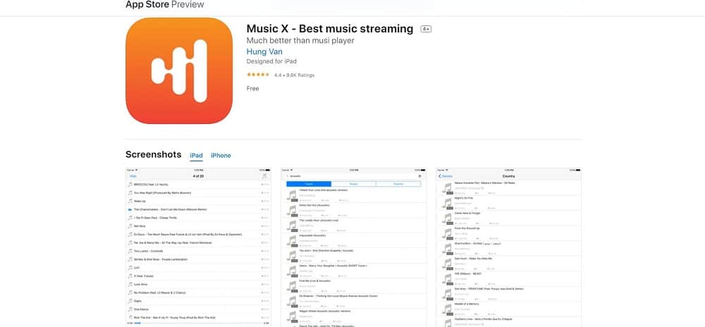 This is a screenshot of the Music X App Installation Page.