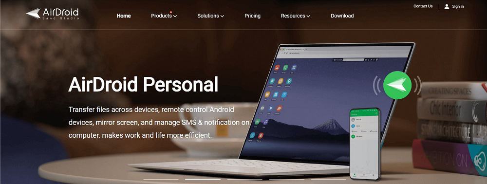 This is a screenshot of the Airdroid app homepage.