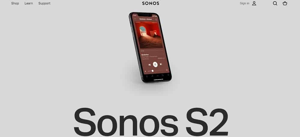 This is a screenshot of the Sonos S2 App Homepage.