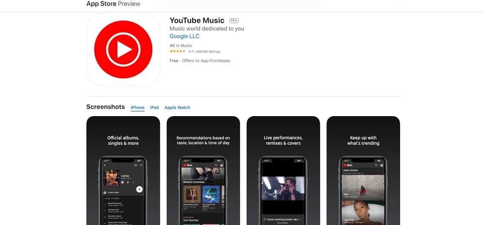 This is a screenshot of the Youtube Music App Installation Page.